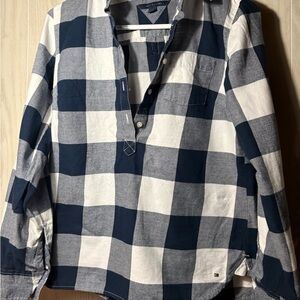Tommy Hilfiger womens Blue and White gingham pullover Shirt